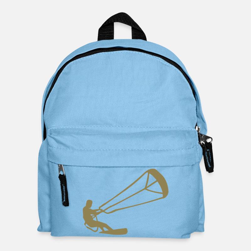 Kitesurfer Silhouette Kiteboarding Adrenalin Sport - Kinder Rucksack - Hellblau