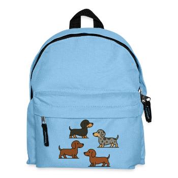 Dachshund Quartet: Spotted & Solid - Kids' Backpack - light blue - Front