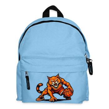 Orange Cat Dribbling Mascot - Kids' Backpack - light blue - Front