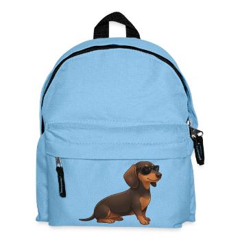 Teckel frais avec des lunettes de soleil, doux été fidèle - Sac à dos Enfant - bleu clair - Devant