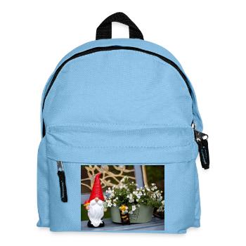 Garden gnome in flower pot - Kids' Backpack - light blue - Front