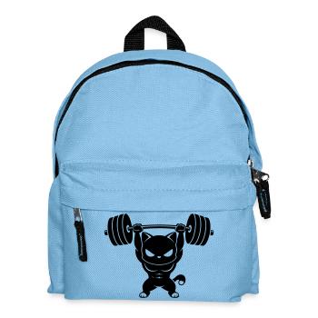 Muscle cat soulève un haltère lourd - Sac à dos Enfant - bleu clair - Devant