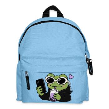 Gen Z Frog Boba Selfie Kawaii Aesthetic Funny Frog - Kids' Backpack - light blue - Front