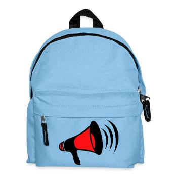 mega, megaphone, megaphone, demonstrate, call, cry - Kids' Backpack - light blue - Front