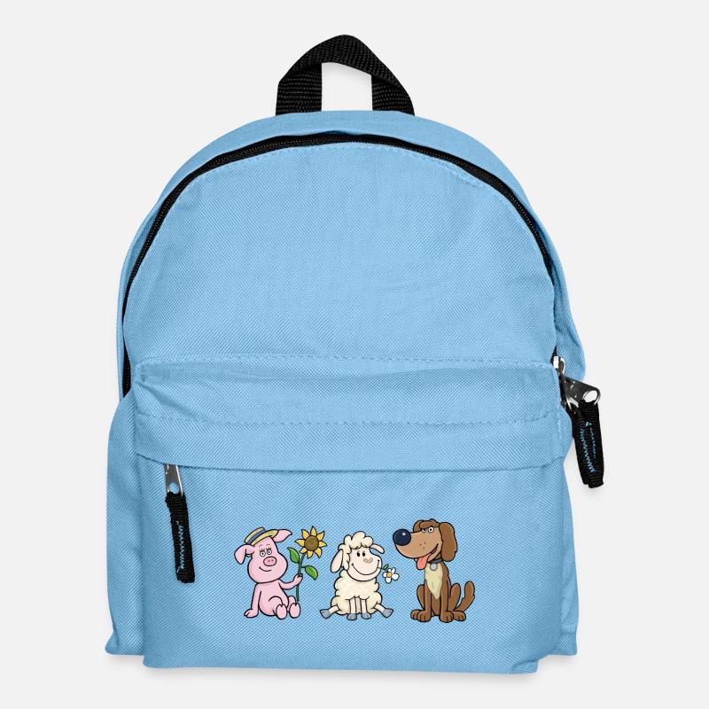 Tierisches Trio (Schweinchen, Schaf & Hund) - Kinder Rucksack - Hellblau