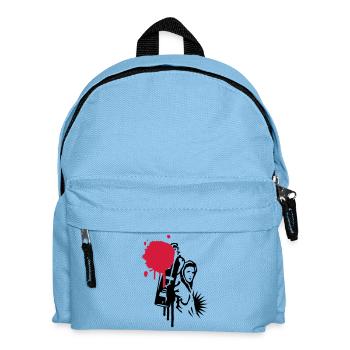Graffiti sprayer mit Sprühdose im Graffiti Stil - Kinder Rucksack - Hellblau - Vorne