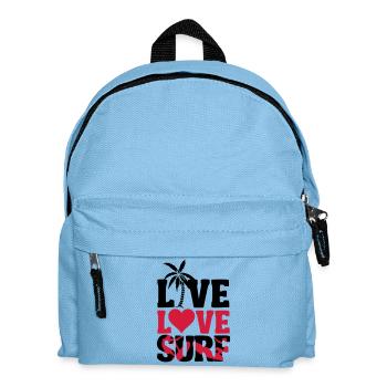 Live, Love, Surf - Kinder Rucksack - Hellblau - Vorne