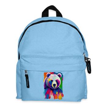 Mehrfarbiges Gemälde Bärenporträt - Kinder Rucksack - Hellblau - Vorne