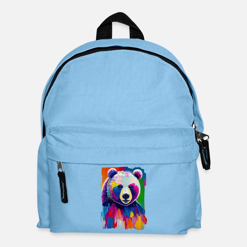 Multicolored painting Bear portrait - Kids' Backpack - light blue