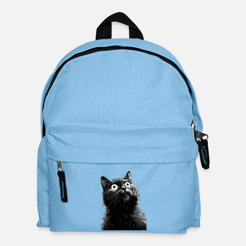 Schwarze Katze Henry - Kinder Rucksack - Hellblau