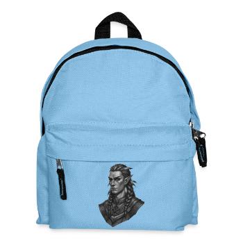 Portrait de guerrier elfe en noir et blanc - Sac à dos Enfant - bleu clair - Devant