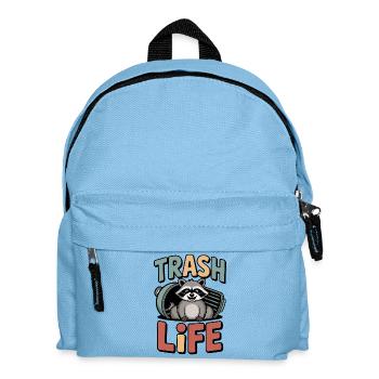 Raccoon Humor – Trash Life - Kids' Backpack - light blue - Front