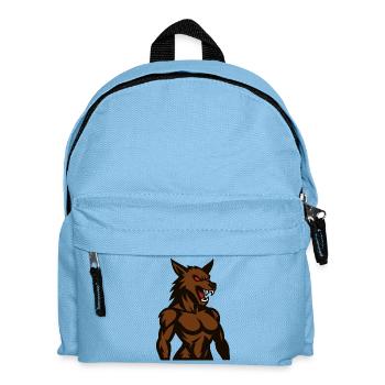 Wütender Braunwolf Maskottchen - Kinder Rucksack - Hellblau - Vorne