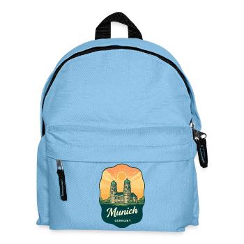 Münchner Frauenkirche Deutschland Vintage Sunset Abzeichen - Kinder Rucksack - Hellblau - Vorne