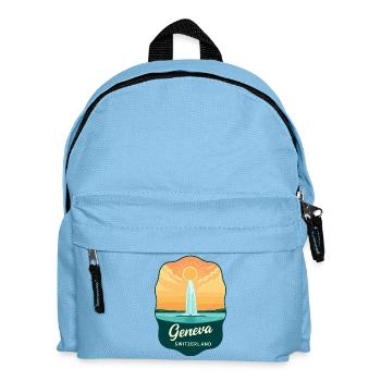 Geneva Jet d'Eau Vintage-Reiseabzeichen - Kinder Rucksack - Hellblau - Vorne