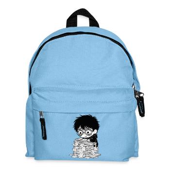 Schüler-Burnout-Aufkleberbücher Schwarz-Weiß - Kinder Rucksack - Hellblau - Vorne