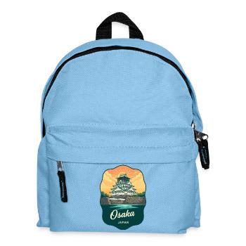 Osaka Castle Japan Retro Sunset Travel Badge - Kids' Backpack - light blue - Front