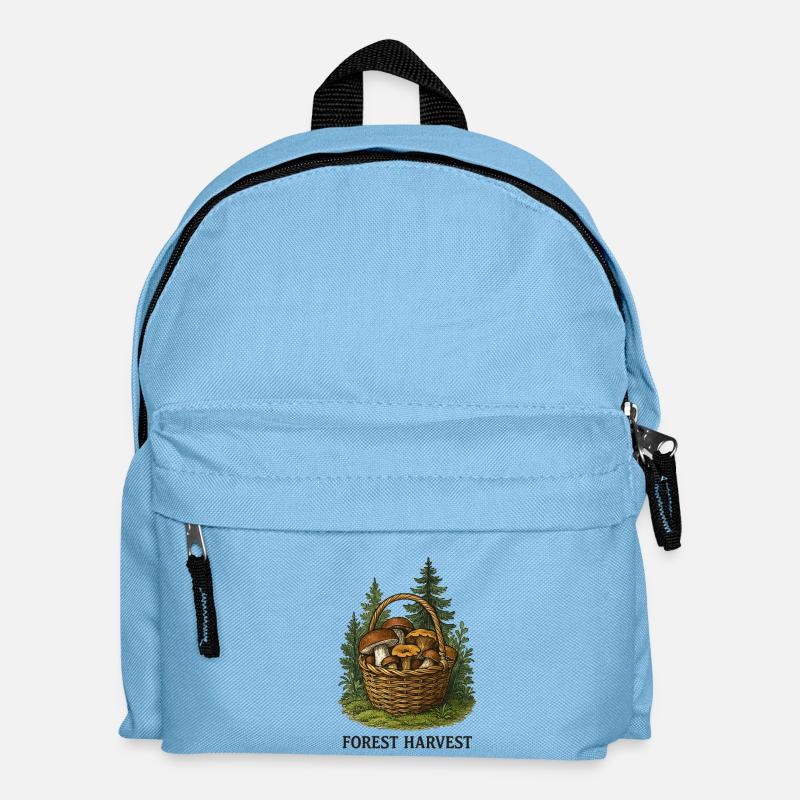 Forest Harvest Basket with Mushrooms - Kids' Backpack - light blue