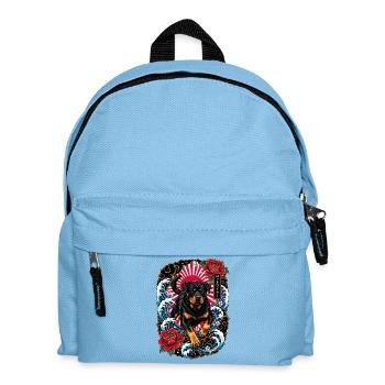 Rottweiler im japanischen Irezumi Tattoo Stil - Kinder Rucksack - Hellblau - Vorne