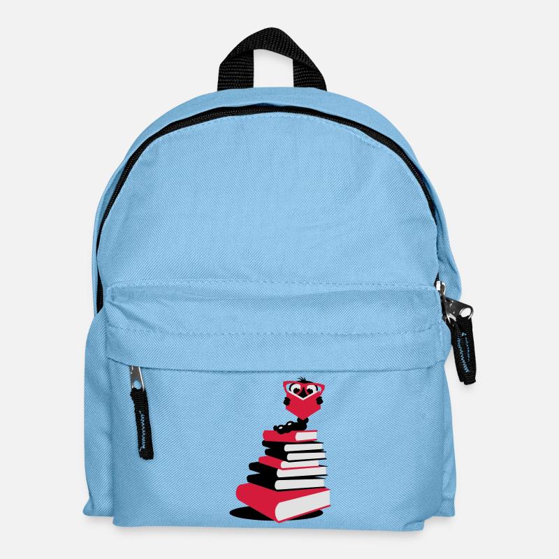 Ein Bücherwurm beim Lesen - Kinder Rucksack - Hellblau