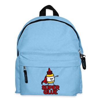 Superheld Super glue lustige Superkleber Cartoon - Kinder Rucksack - Hellblau - Vorne