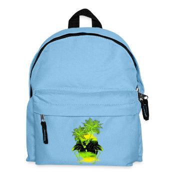 Palmen Flamingo grün gelb - Kinder Rucksack - Hellblau - Vorne
