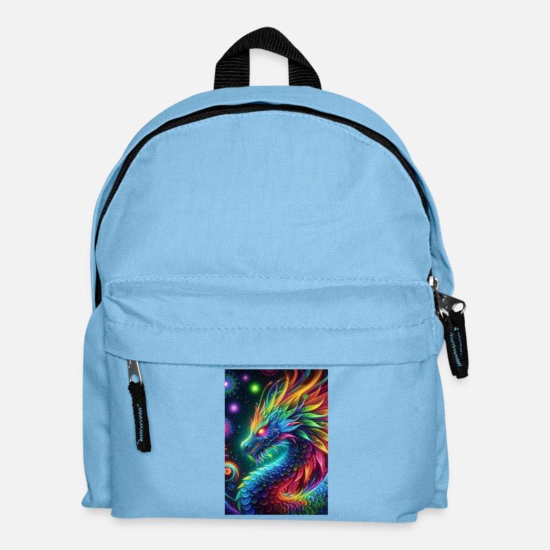 Vibrant Neon Dragon - Mesmerizing Fantasy Art - Kids' Backpack - light blue