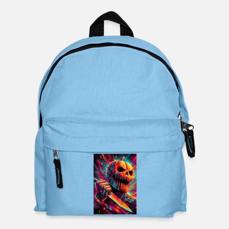 HALLOWEEN NEON KÜRBIS HORROR - Kinder Rucksack - Hellblau