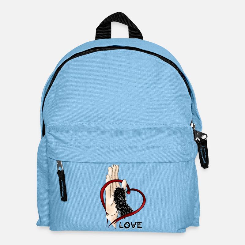 Pfotenliebe - schwarzes Pfötchen - Kinder Rucksack - Hellblau