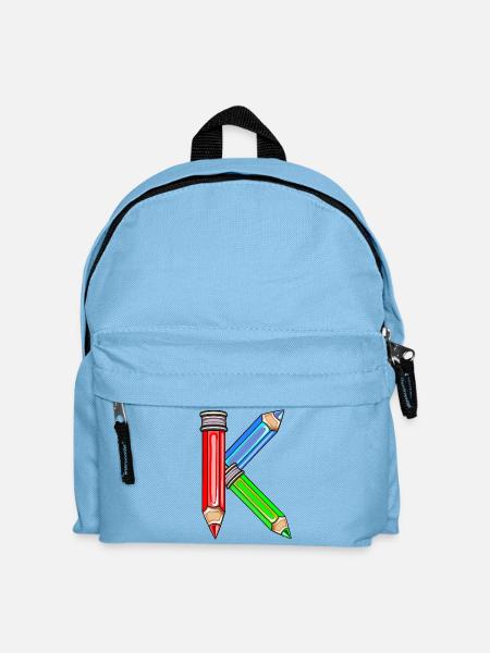 SCHULKIND NAMENSGESCHENKE BUCHSTABE K - Kinder Rucksack - Hellblau
