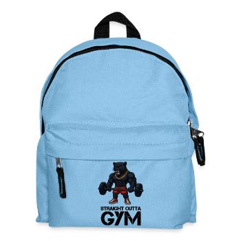 Starkes Panther-Maskottchen mit Gewichtheber - Kinder Rucksack - Hellblau - Vorne