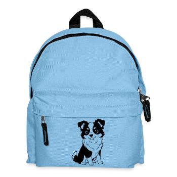Australian Shepherd - Aussi - schwarzweiß - Kinder Rucksack - Hellblau - Vorne