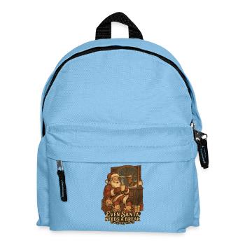 Weihnachtsmann Pause am Kamin - Kinder Rucksack - Hellblau - Vorne