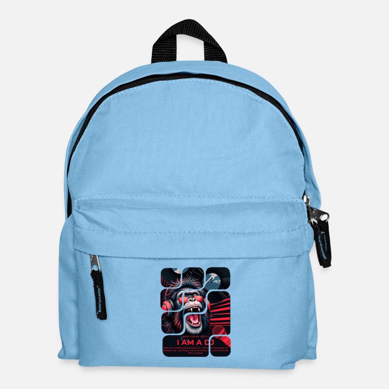 Singe DJ avec casque design néon - Sac à dos Enfant - bleu clair