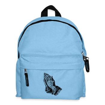 "Praying Hands" with 6 Fingers AI-Slop - Kids' Backpack - light blue - Front