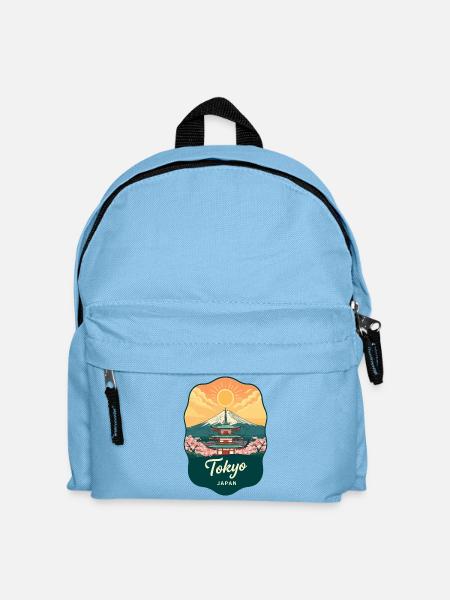 Tokyo Mount Fuji Vintage Sunset Reiseabzeichen - Kinder Rucksack - Hellblau