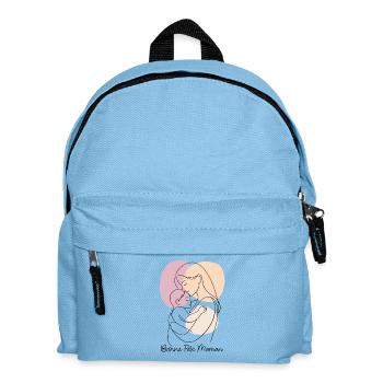 Dessin au Trait Étreinte maternelle Fête des mères - Sac à dos Enfant - bleu clair - Devant