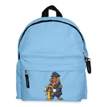 Captain's walrus at the wheel - Kids' Backpack - light blue - Front