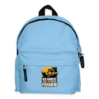 Ich arbeite hart am Feierabend - Kinder Rucksack - Hellblau - Vorne