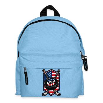 USA Eishockey Flaggen Schild - Kinder Rucksack - Hellblau - Vorne
