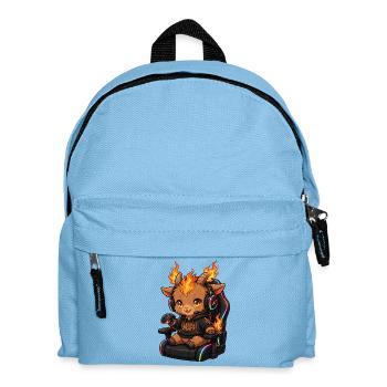 Kawaii Gamer Girl Fire Goat Shirt | Pink Headset  - Kinder Rucksack - Hellblau - Vorne