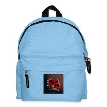 dunkles Bouquet aus roten Rosen - Kinder Rucksack - Hellblau - Vorne