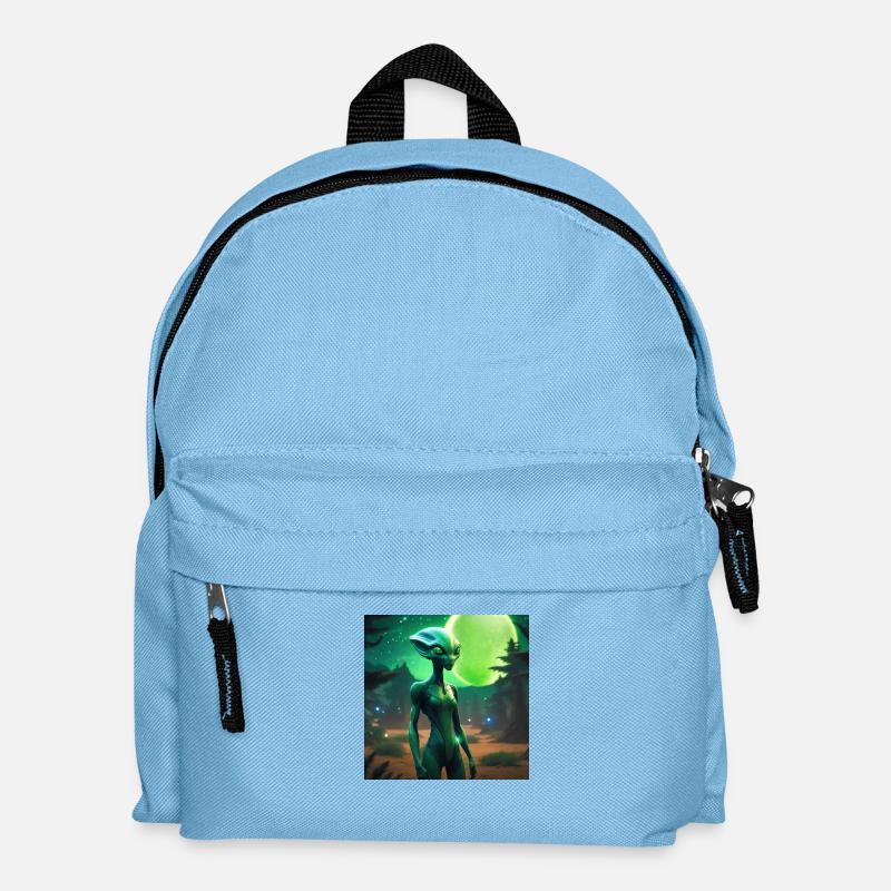 Grüner Mond alien - Kinder Rucksack - Hellblau
