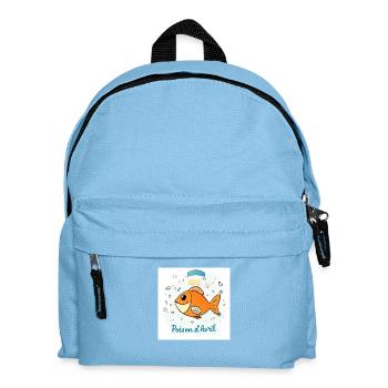 Poisson d'Avril - Orangefarbener Cartoon-Fisch - Kinder Rucksack - Hellblau - Vorne
