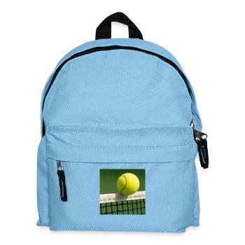 Tennis - der Ball geht über das Netz - Kinder Rucksack - Hellblau - Vorne