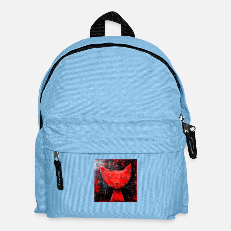 rote Katze grafisch stilisiert abstrakt Ruheraum - Kinder Rucksack - Hellblau