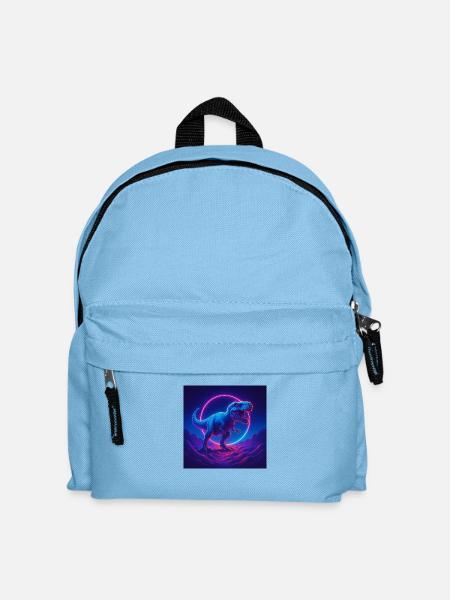 Neon Print Dino - Kinder Rucksack - Hellblau