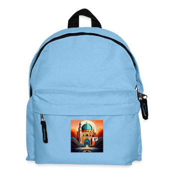 Artistic Mosque Under Sunset: Bold Islamic Design - Kids' Backpack - light blue - Front