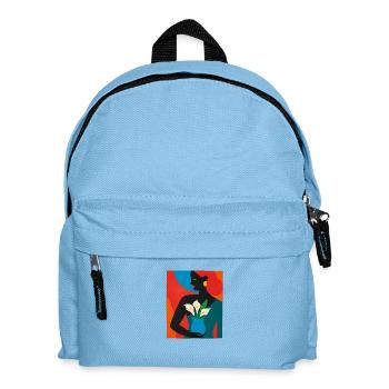 Florale Frau – Afro Pop Art - Kinder Rucksack - Hellblau - Vorne