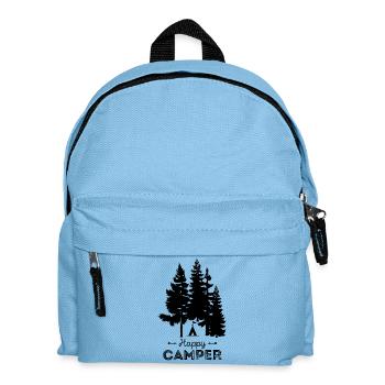 Happy camper tent camping vacation travel nature - Kids' Backpack - light blue - Front